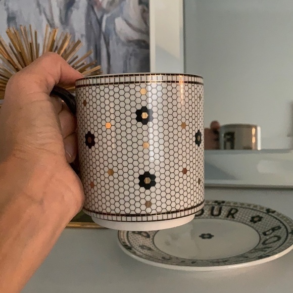 Set by Anthropologie “P “Tile Bonjour mug & plate‎ NWT - Picture 2 of 7